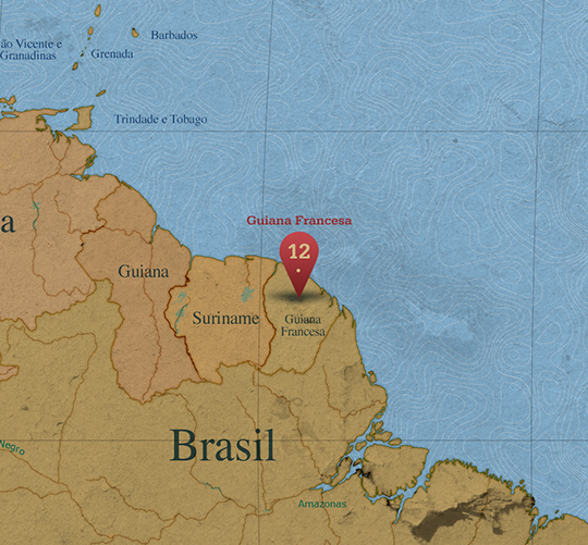 Mapa da área de Guiana Francesa