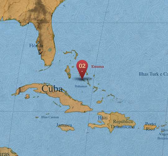 Mapa da área de Exuma